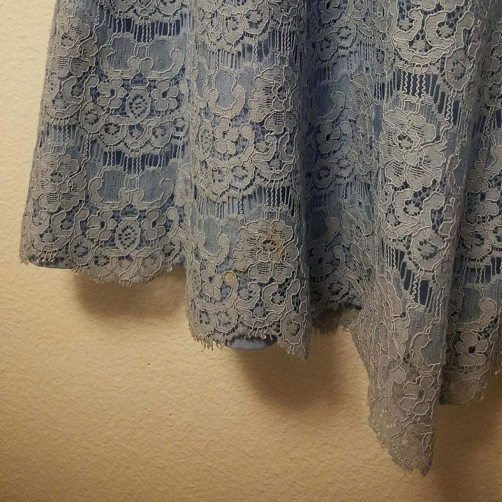 👗 Forever 21 Blue Strapless Floral Lace Dress Size Large - Picture 8 of 14